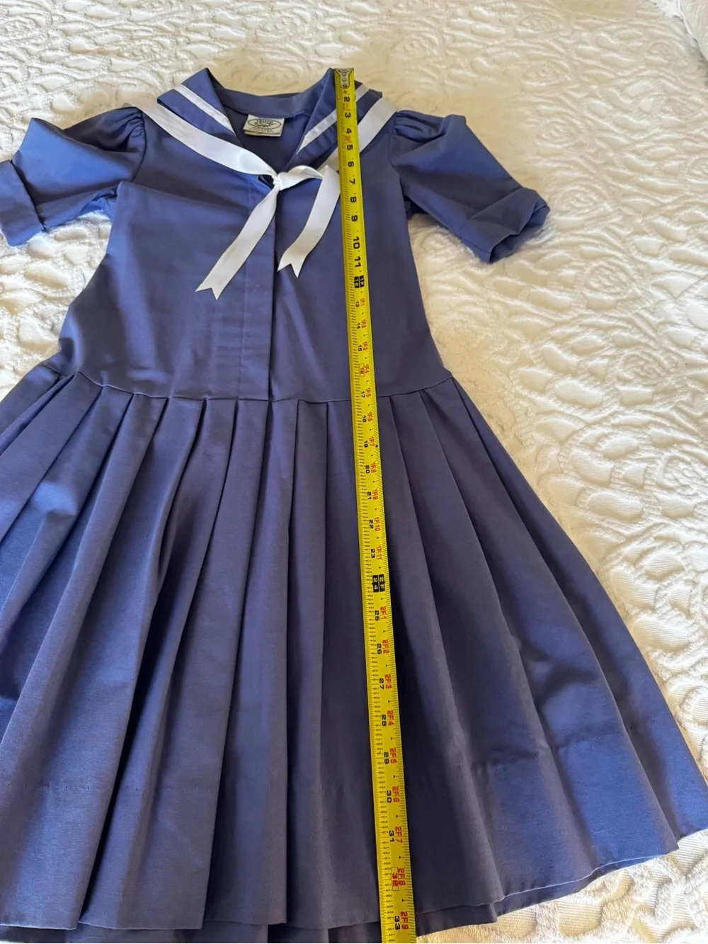 Vintage Laura Ashley Girls 9-10 Blue Cotton Sailor Dress Made USA